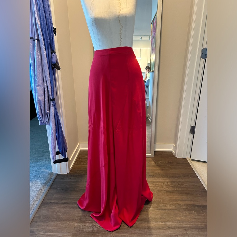 Red Full Length Maxi Skirt